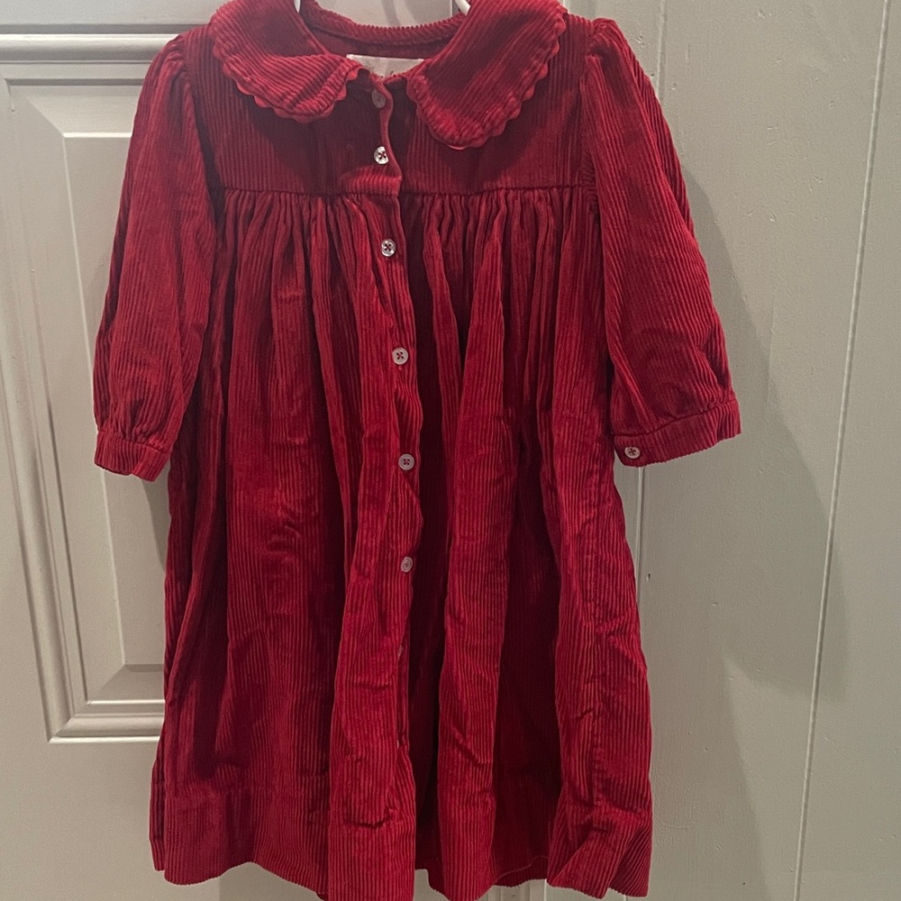 Strasburg Red Corduroy Kids Dress